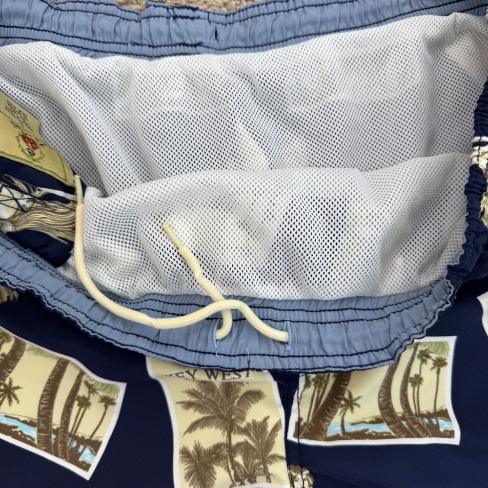 Joe Marlin Swim Trunks Mens‎ L Blue Hula Girl Key West Print Side Pockets Shorts - Picture 5 of 10